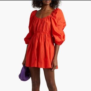 Cinq à Sept Red Mini Puff Sleeve Dress
